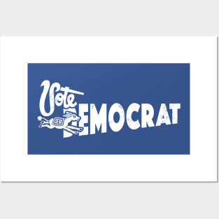 Vintage 1960's Vote Democrat Donkey Wordmark (White) Posters and Art